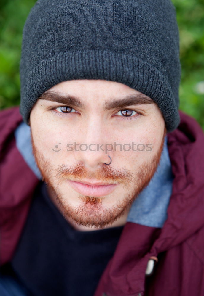 Cool handsome guy with piercing