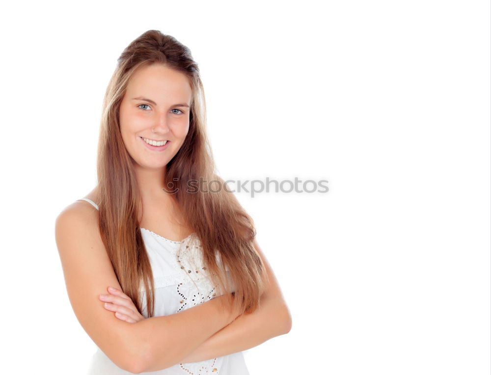 Similar – Portrait of a beautiful young woman smiling