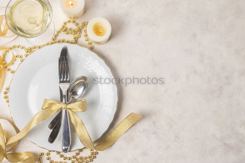 Image, Stock Photo Silver and golden Christmas Table Setting