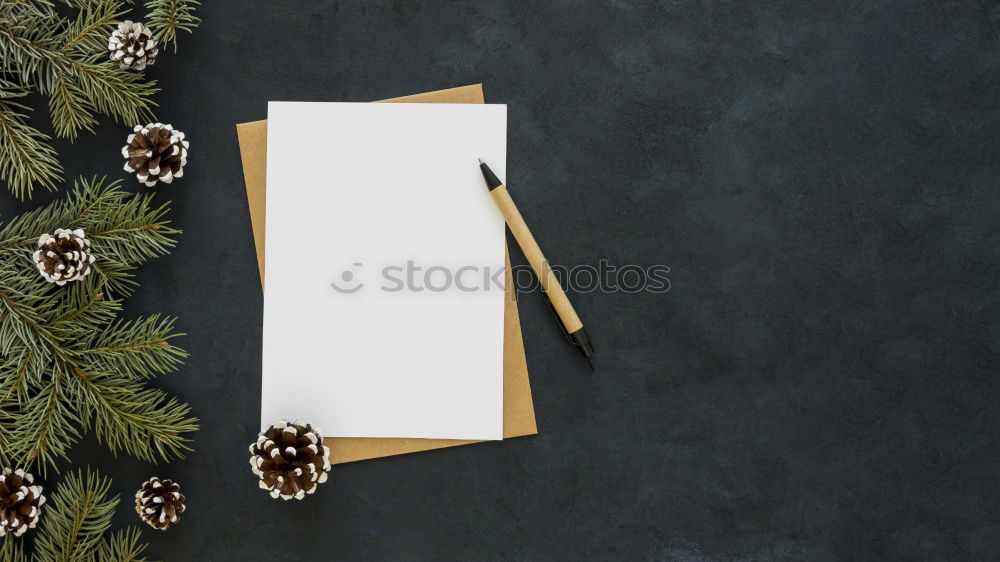 Similar – Gift with fir twig and blank white paper