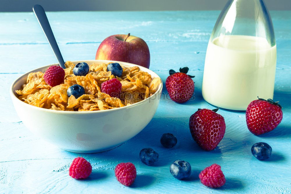 Similar – Image, Stock Photo Cornflakes in a bowl Fruit