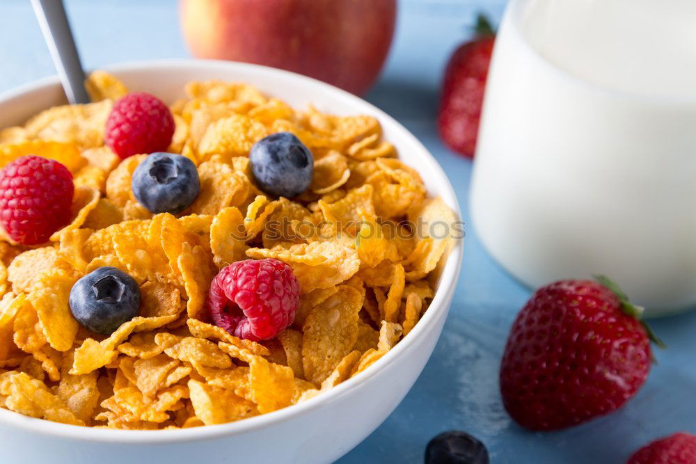 Similar – Image, Stock Photo Cornflakes in a bowl Fruit