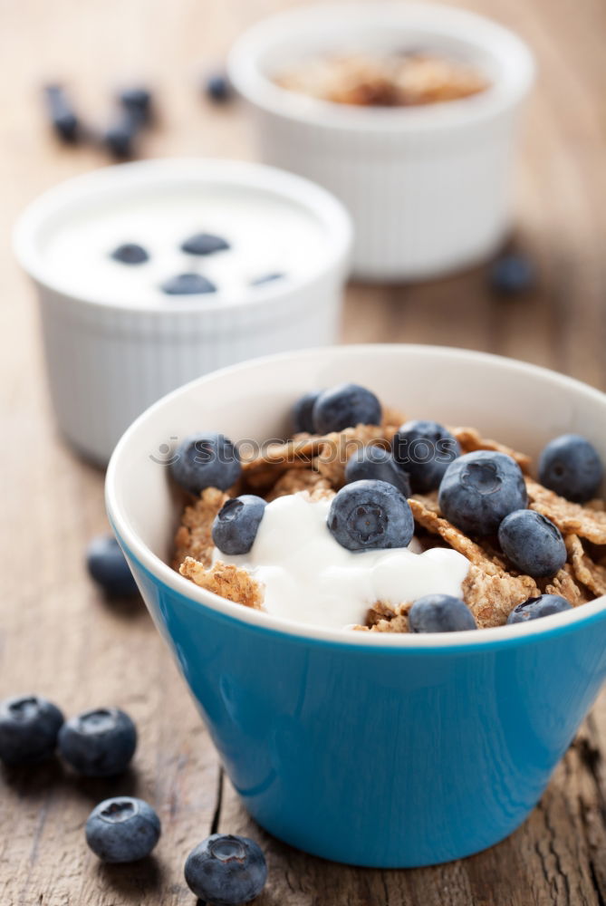 Similar – organic fresh blueberry and cereal with milk