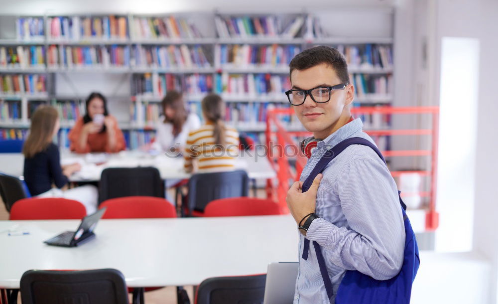 Similar – Image, Stock Photo Beautiful student girl at the school entrance