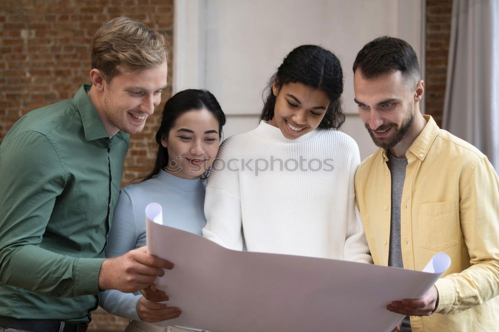 Similar – Image, Stock Photo Multiracial young people looking at a tablet computer