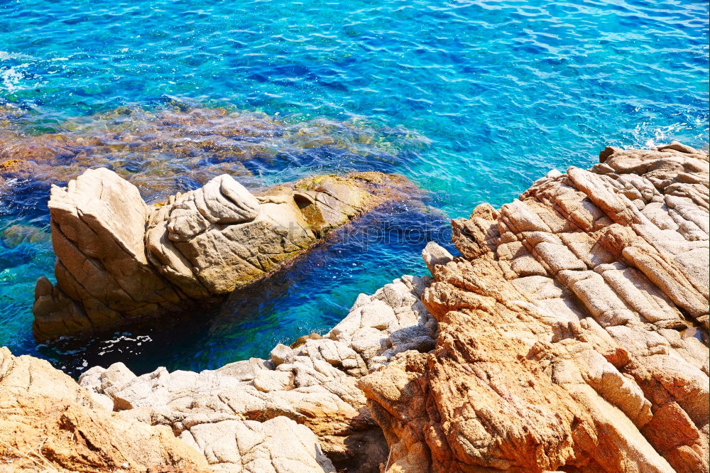 Similar – Blue sea and ship in Menorca, Spain