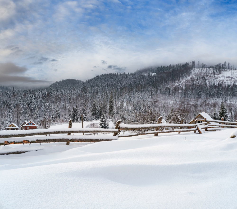 Similar – Image, Stock Photo Alpine village on a snowing day