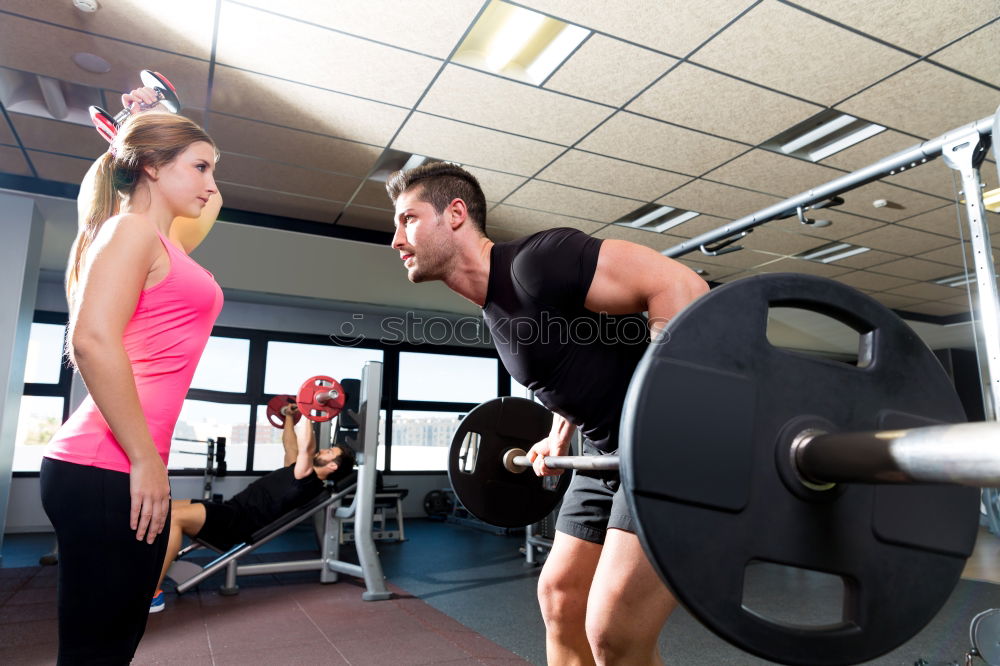 Image, Stock Photo Young man and woman workout with jumping rope