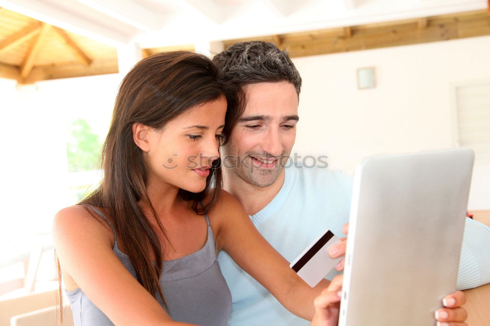 Similar – Image, Stock Photo Mother and son browsing together on laptop