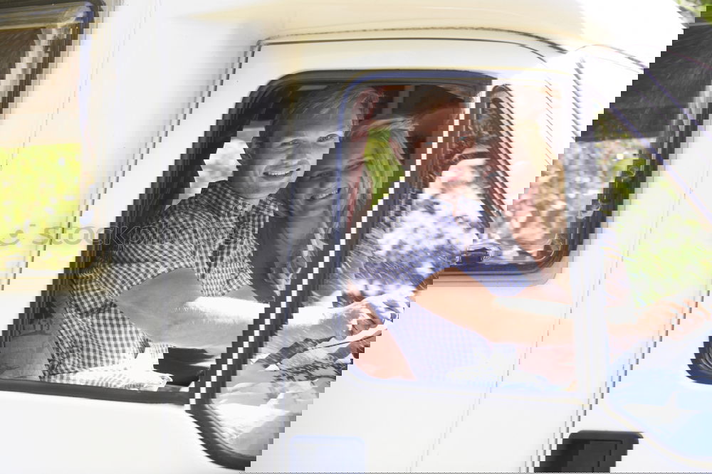 Similar – Image, Stock Photo Seniors in their Camping Bus