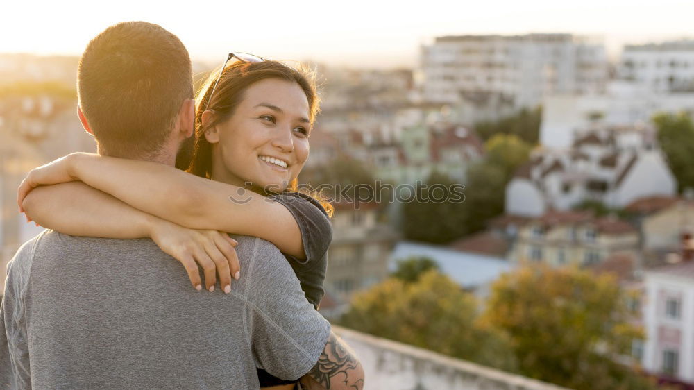 Similar – Smiling couple of lovers having fun.