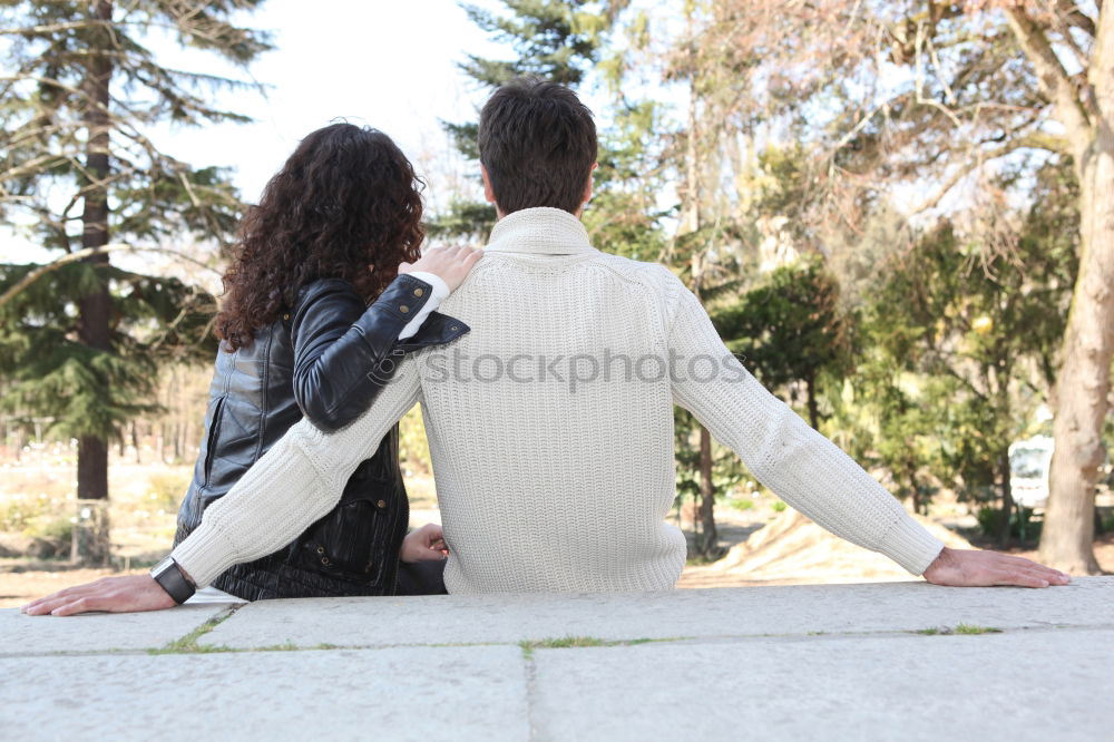 Similar – Image, Stock Photo Blonde woman and bearded man taking a walk embraced outdoors at sunset.