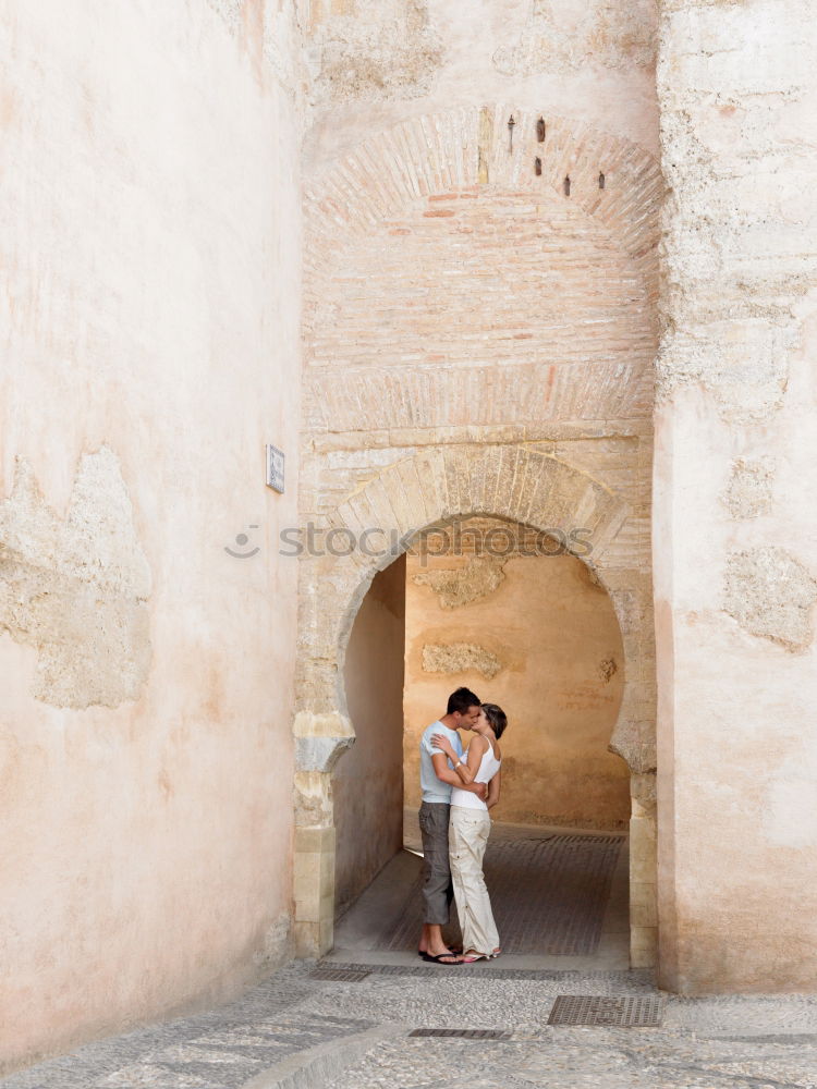 Similar – Image, Stock Photo Young woman standing on the balcony of an old building