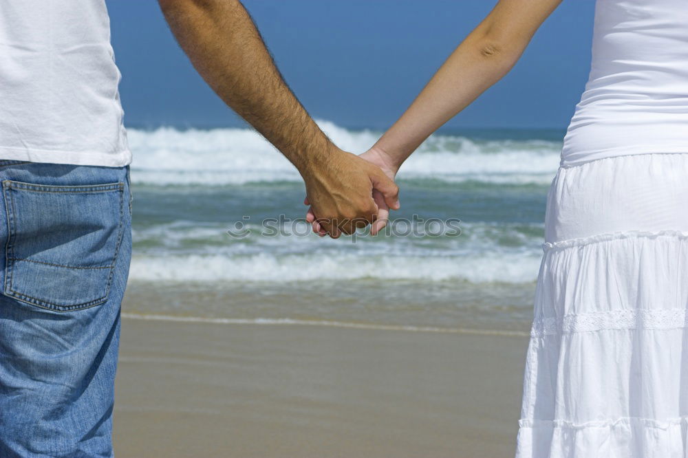 Similar – Image, Stock Photo Beautiful bridal couple posing on shore