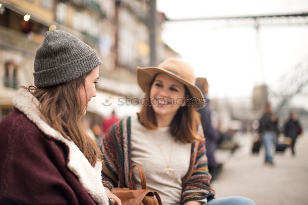 Similar – Beautiful women having fun in the street.