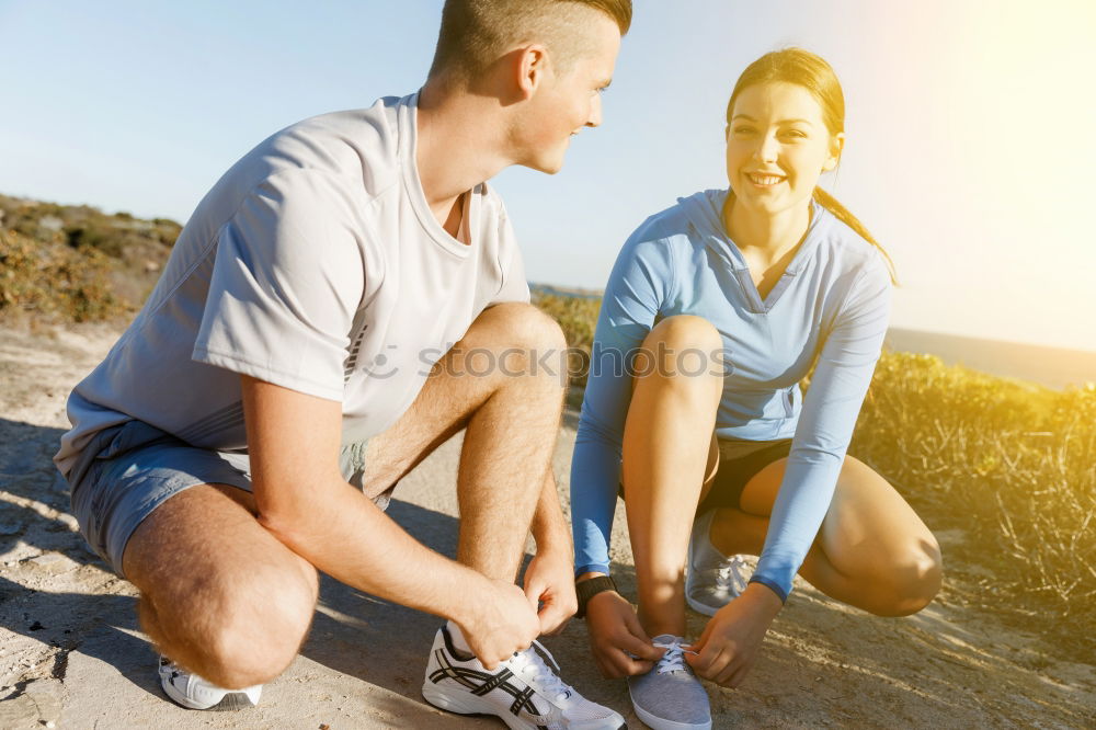 Similar – Image, Stock Photo Young man doing stretching exercises