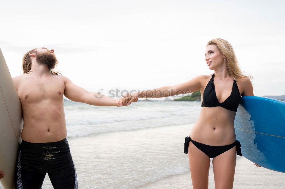 Similar – Image, Stock Photo Fitness couple doing stretches beofore starting the workout