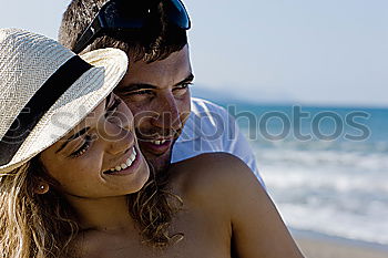 Similar – Image, Stock Photo Loving couple posing on beach