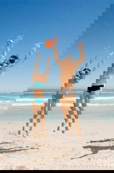 Similar – Image, Stock Photo Mother throwing sunscreen on her little daughter on a tropical beach