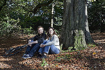 Similar – Image, Stock Photo young couple with dog is in the woods, the woman is pregnant