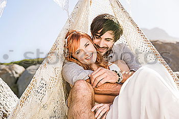 Similar – Image, Stock Photo Couple of young millennials getting fun