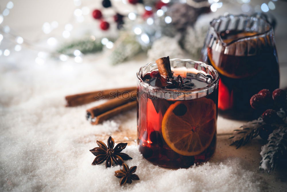 Similar – Image, Stock Photo Mulled wine glass with orange, cinnamon and star anise
