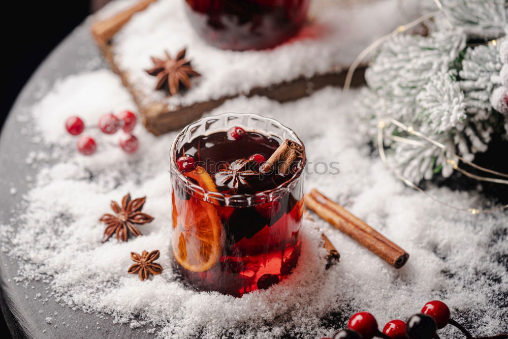Image, Stock Photo Mulled wine glass with orange, cinnamon and star anise
