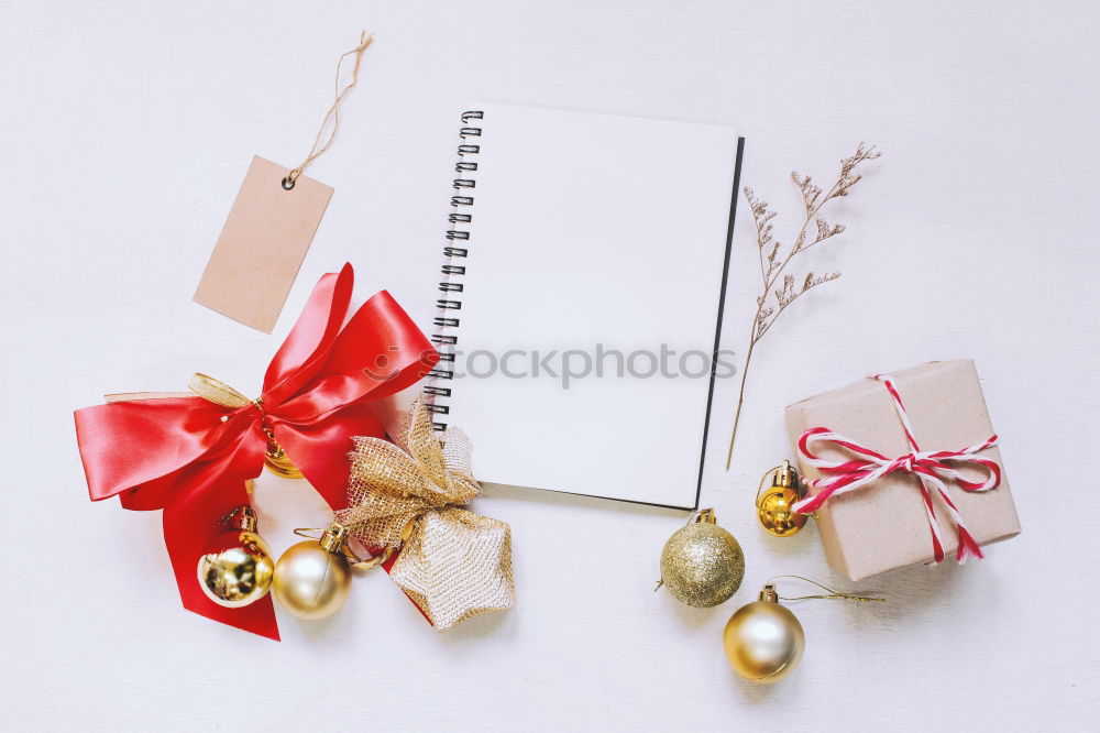 Mockup of photo frame with christmas ornaments