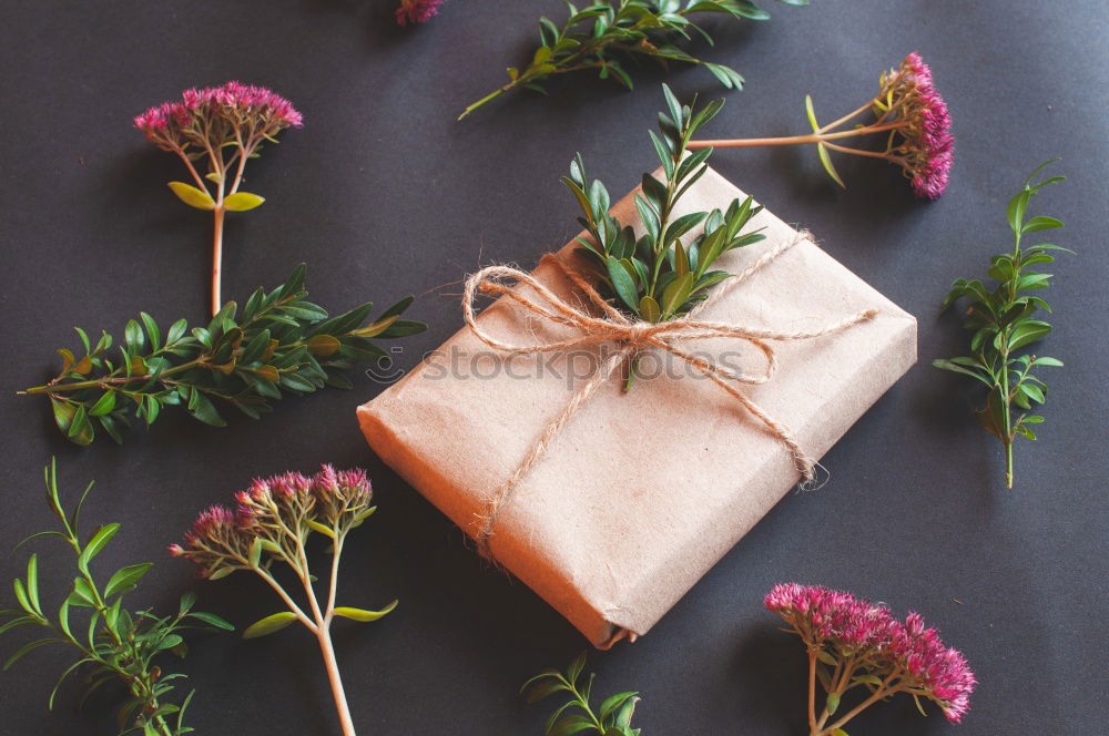 Similar – Bouquet of mixed flowers and a message card