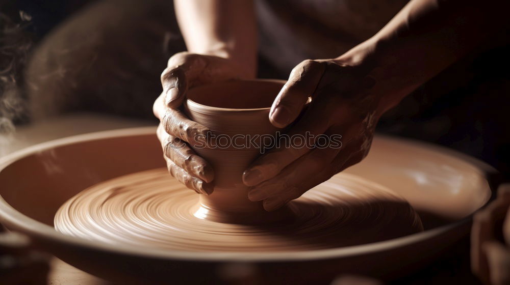 Similar – Image, Stock Photo Close-up of clay vase on wheel