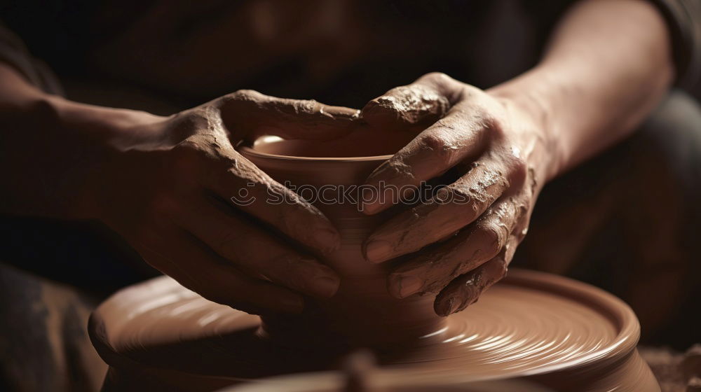 Image, Stock Photo Hands of a potter forming clay