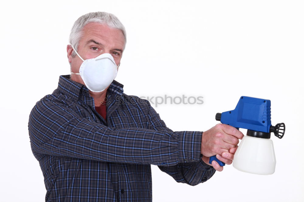 Similar – Senior man using medical equipment for inhalation with respiratory mask, nebulizer