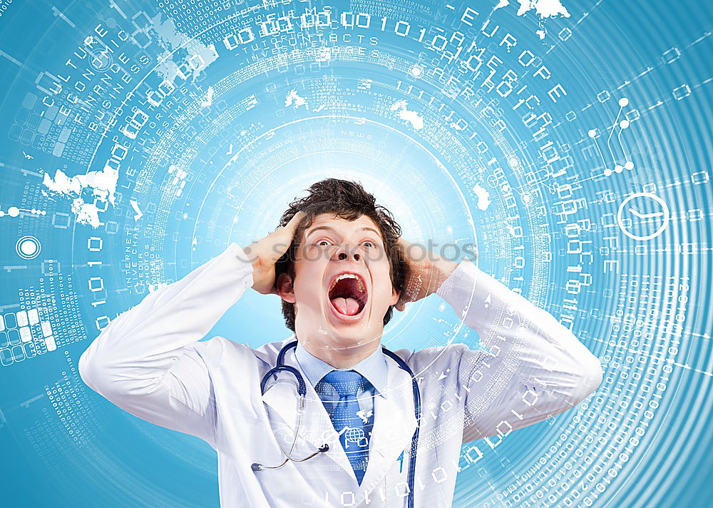 Similar – Image, Stock Photo Female therapist in white robe tying bandana of medical uniform