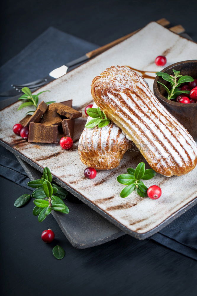 Similar – Image, Stock Photo Crepes with chocolate cream and strawberries