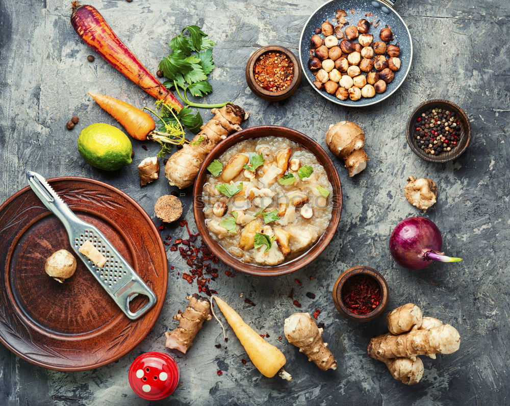 Similar – Image, Stock Photo Vegetarian cooking with lentils