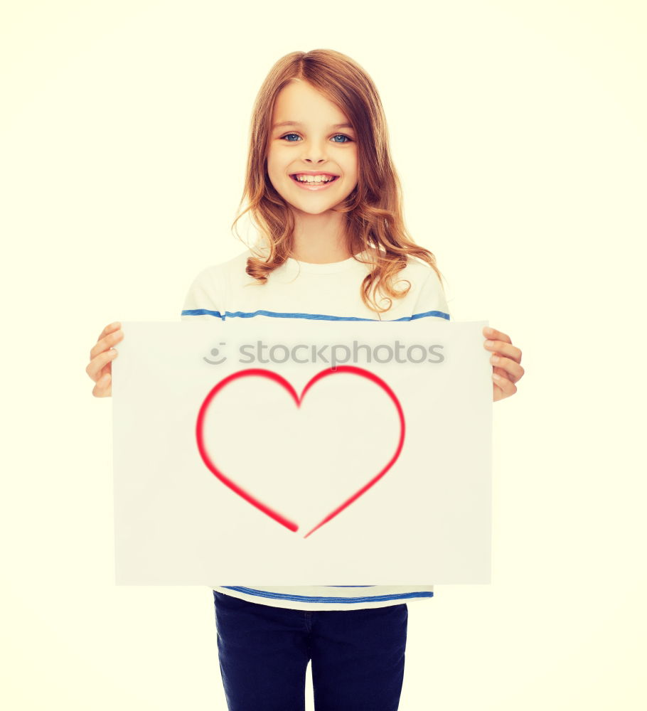 Similar – Image, Stock Photo Boy with chalk wants peace and love