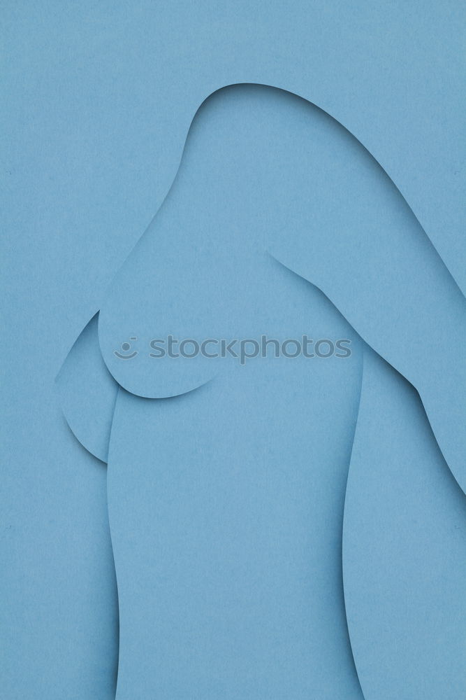 Image, Stock Photo Handmade brown stitched toy heart with cut out on blue felt