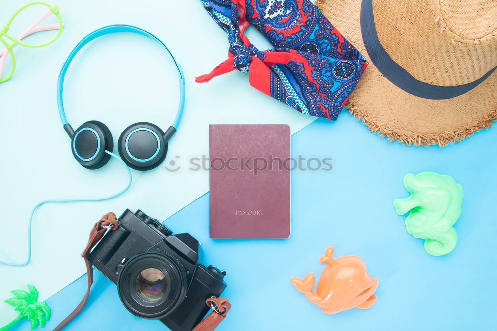 Similar – Creative Flat lay of travel items