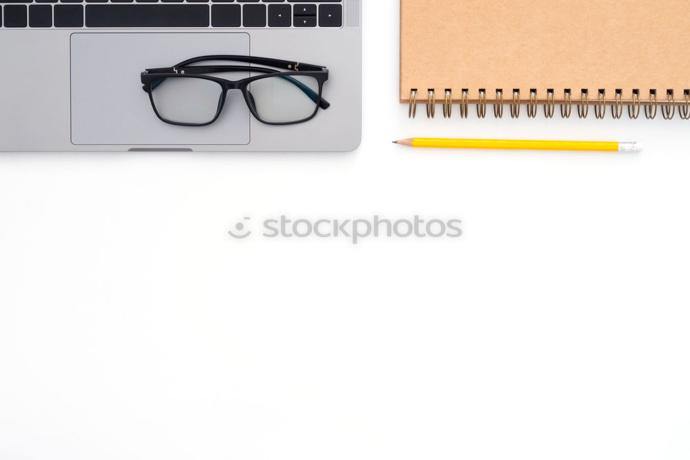 Similar – Image, Stock Photo workplace with tablet pc, notepads, camera and pen