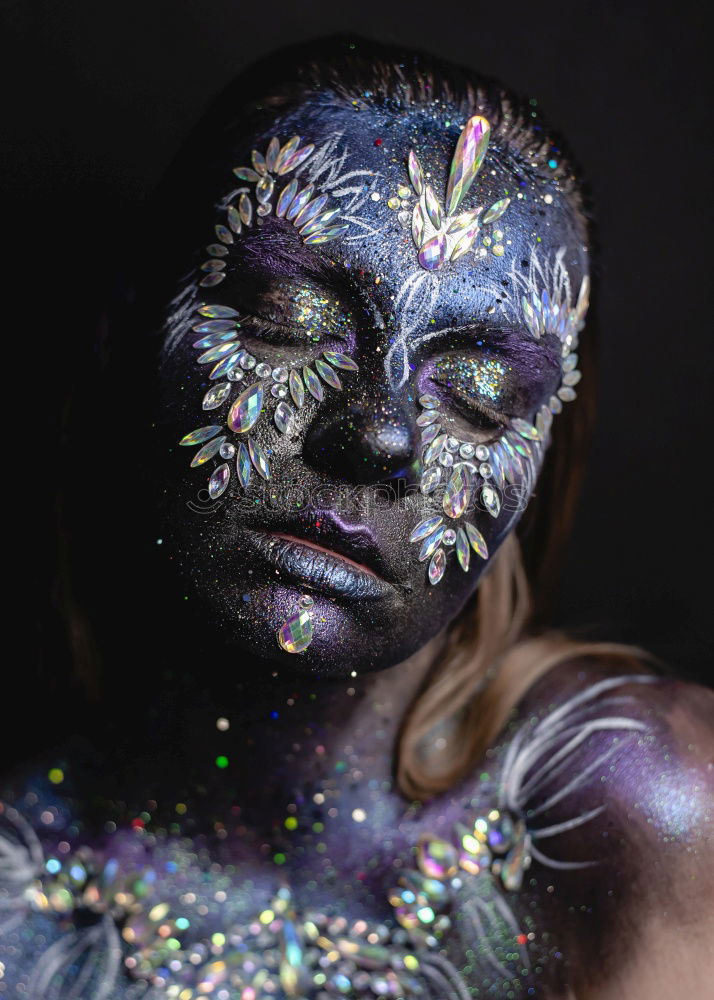 Similar – Image, Stock Photo young woman with grey hair and face paint
