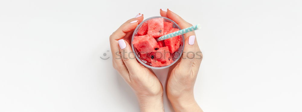 Similar – Image, Stock Photo Women eating watermelon at swimming pool