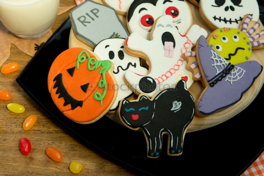 Similar – Image, Stock Photo Halloween cookies with different shapes