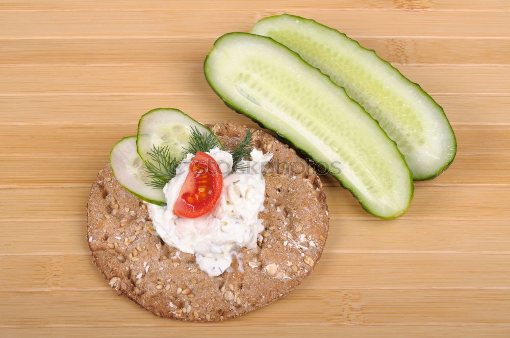 Similar – Crispbread with Cottage Cheese and Radish