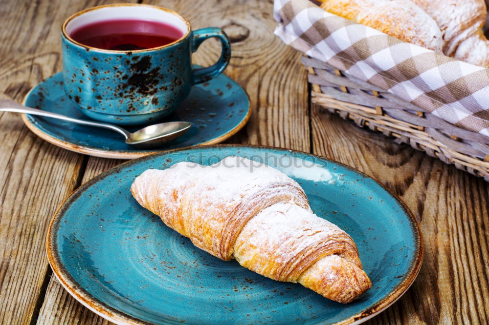 Similar – Image, Stock Photo Breakfast with coffee and croissant