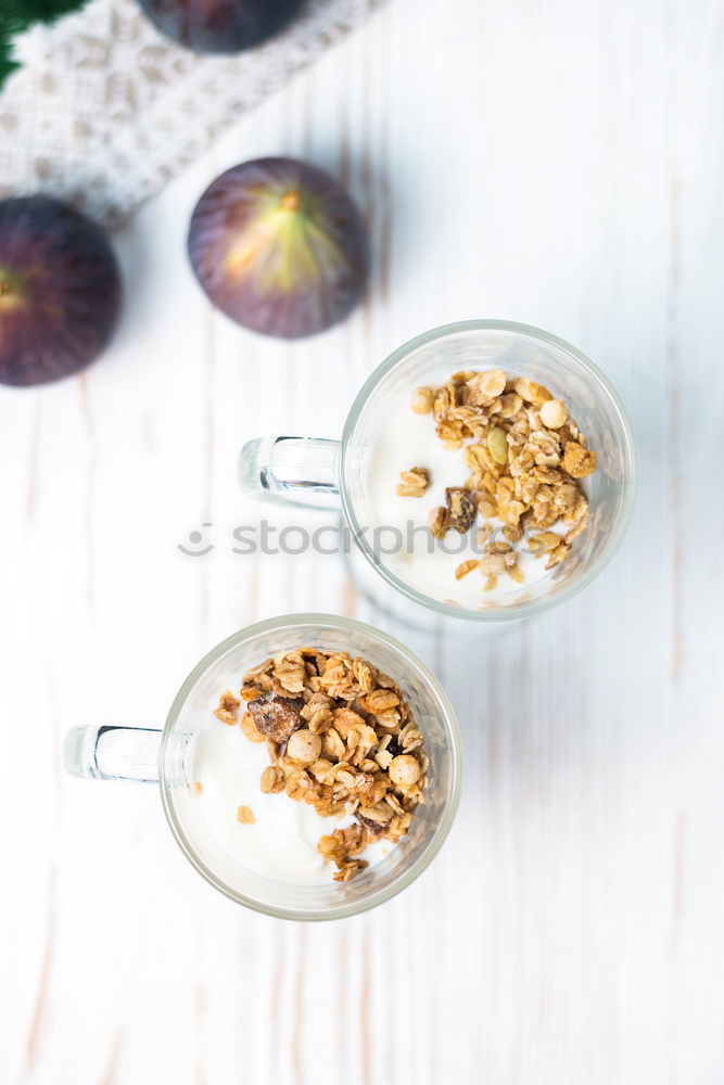 Similar – Image, Stock Photo Chia pudding parfait, layered with banana and granola