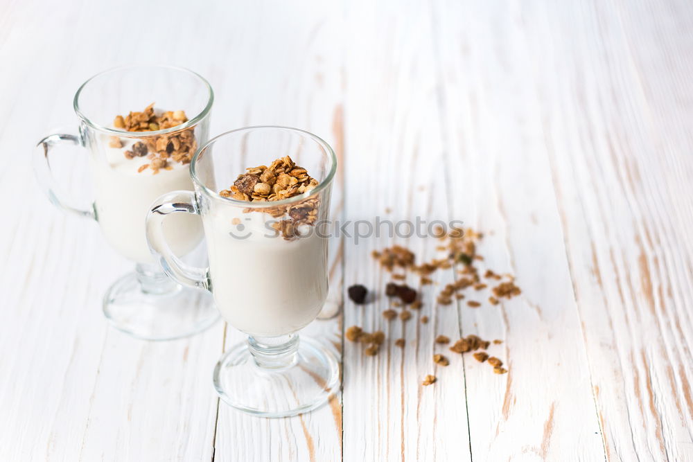 Similar – Image, Stock Photo Chia pudding parfait, layered with banana and granola