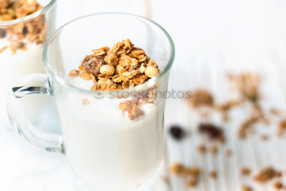 Similar – Image, Stock Photo Chia pudding parfait, layered with banana and granola