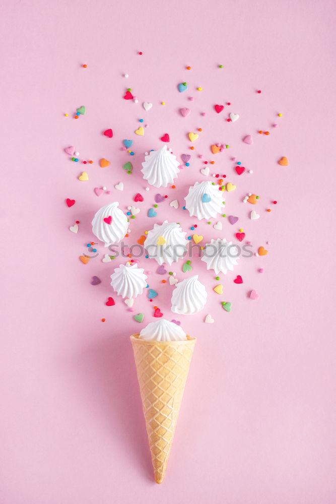 Similar – Image, Stock Photo Ice cream cone with jelly candies on pink background