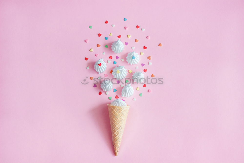 Similar – Image, Stock Photo Ice cream cone with jelly candies on pink background