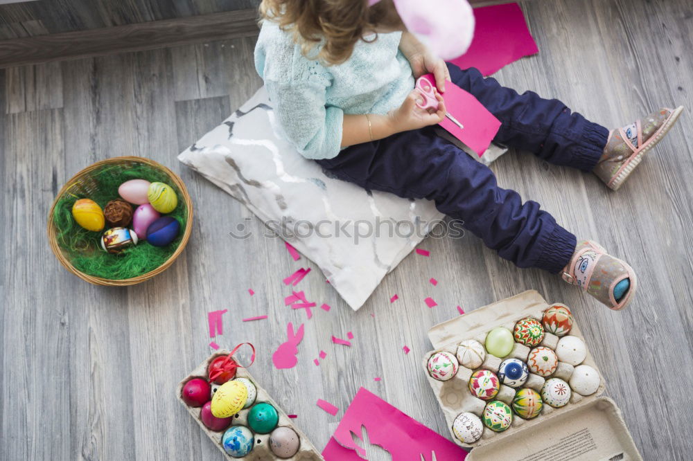 Similar – Image, Stock Photo kid girl playing with dolls at home